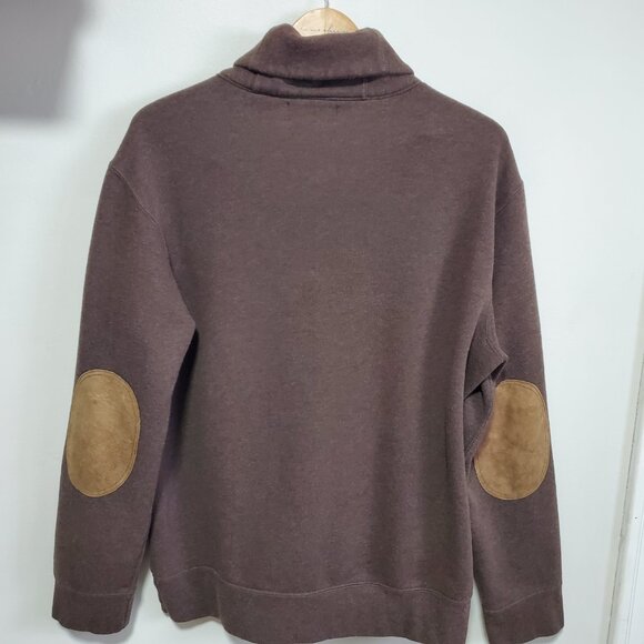POLO RALPH LAUREN Shawl-Collar Pullover Sweatshirt Elbow Patch Brown Women's XL - Picture 7 of 13